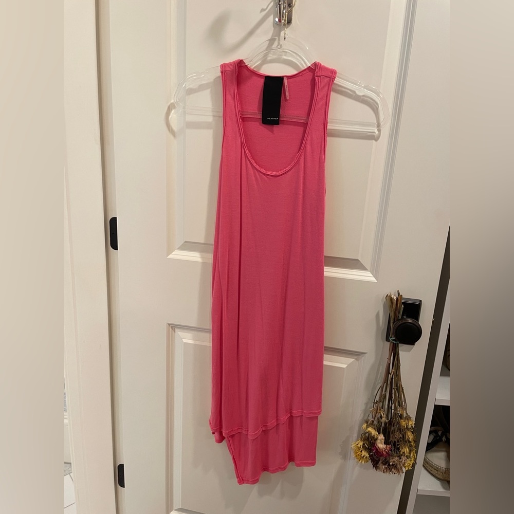 Heather pink asymmetrical cotton midi dress, size P